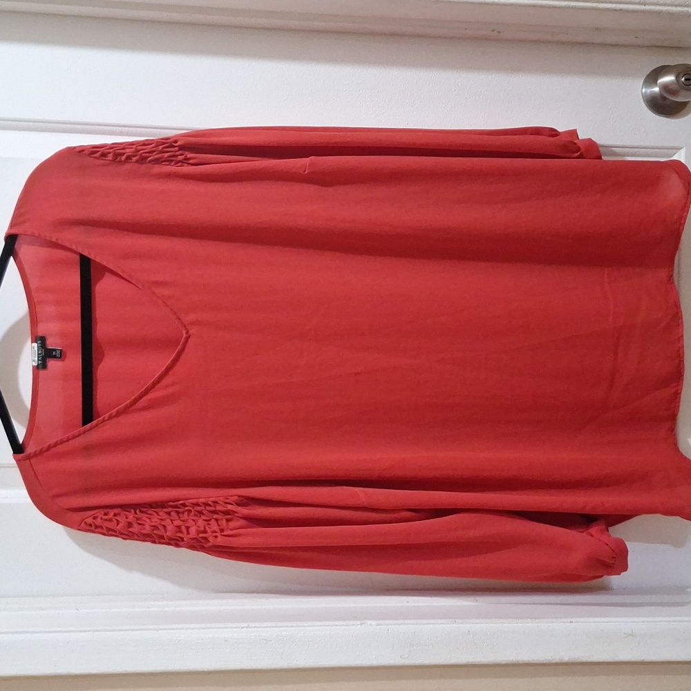 Talbots long‎ sleeve blouse size 1X red v neck flowy plus size